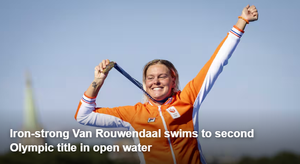 Iron-strong Van Rouwendaal swims to second Olympic title in open water