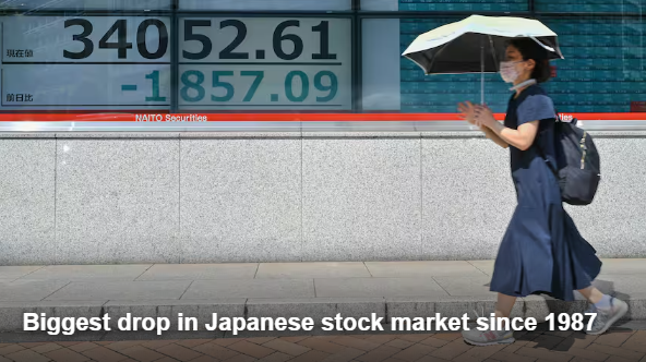 Japanese stock market plummets, AEX also down; fear of recession in US